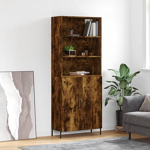 FENLAX Sideboard Kommode Wohnzimmer Sideboard Flur Komodenschrank Für Schlafzimmer Buffetschrank Highboard 69,5x34x180 cm Räuchereiche von FENLAX