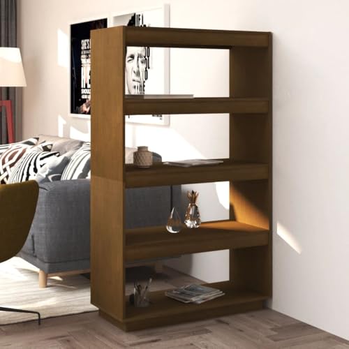 FENLAX Standregal Bücherregal aus Holz mit 4 Geräumigen Fächern Büroregal Aufbewahrungsregal Seitenschrank Hochregal Raumteiler Reichlich Stauraum Honigbraun 80x35x135 cm FENLAX Standregal Bücherregal aus Holz mit 4 Geräumigen Fächern Büroregal Aufbewahrungsregal Seitenschrank Hochregal Raumteiler Reichlich Stauraum Honigbraun 80x35x135 cm von FENLAX