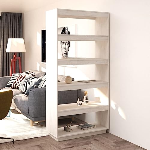 FENLAX Standregal Bücherregal aus Holz mit 5 Geräumigen Fächern Büroregal Aufbewahrungsregal Seitenschrank Hochregal Raumteiler Reichlich Stauraum Weiß 80x35x167 cm FENLAX Standregal Bücherregal aus Holz mit 5 Geräumigen Fächern Büroregal Aufbewahrungsregal Seitenschrank Hochregal Raumteiler Reichlich Stauraum Weiß 80x35x167 cm von FENLAX