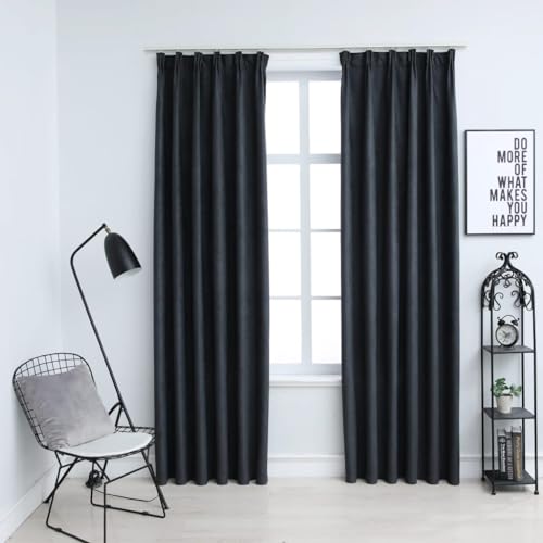 FENLAX Verdunkelungsvorhänge mit Haken 2 STK. Anthrazit 140x245cm Gardinen Verdunkelnd Wohnzimmer Gardinen Vorhänge Büro Vorhänge Wohnzimmer 2er Set Schlafzimmer Vorhang Modern Privatsphäre Schützen von FENLAX