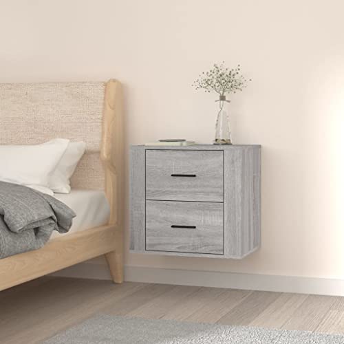 FENLAX Wand-Nachttisch aus Holzwerkstoff 50x36x47 cm Grau Sonoma Nachtschrank Hängend Nachttisch Hängend Holz Nachtkommode Modern Bedside Table Schlafzimmer Möbel von FENLAX