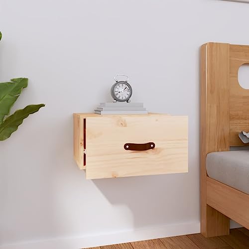 FENLAX Wand-Nachttisch aus Massives Kiefernholz 40x29,5x22 cm Braun Nachtschrank Hängend Nachttisch Hängend Holz Nachtkommode Schlafzimmer Möbel Modern Bedside Table von FENLAX