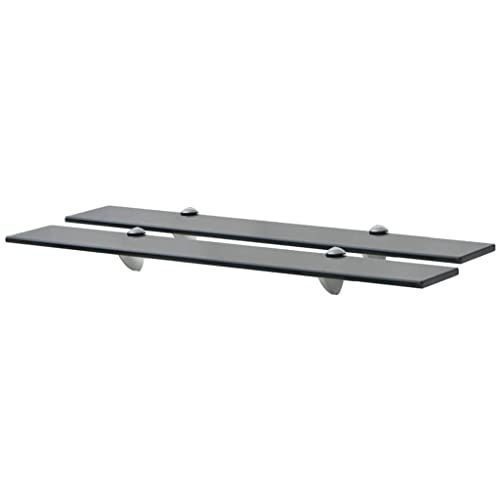 FENLAX Wandregal aus Glas 2 STK. Multifunktionale Aufbewahrungsregal Schweberegal Inneneinrichtung Platzsparendes Design Schwarz 70x10x0,8 cm von FENLAX