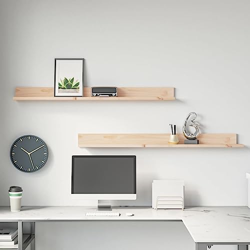 FENLAX Wandregal aus Holz Multifunktionale Schweberegale 2 STK. Lagerregal Ausstellungsregal Inneneinrichtung Schicke und Elegante Design Braun 110x11x9 cm von FENLAX