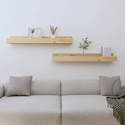 FENLAX Wandregal aus Holz Multifunktionale Schweberegale 2 STK. Lagerregal Ausstellungsregal Inneneinrichtung Schicke und Elegante Design Braun 80x12x9 cm von FENLAX