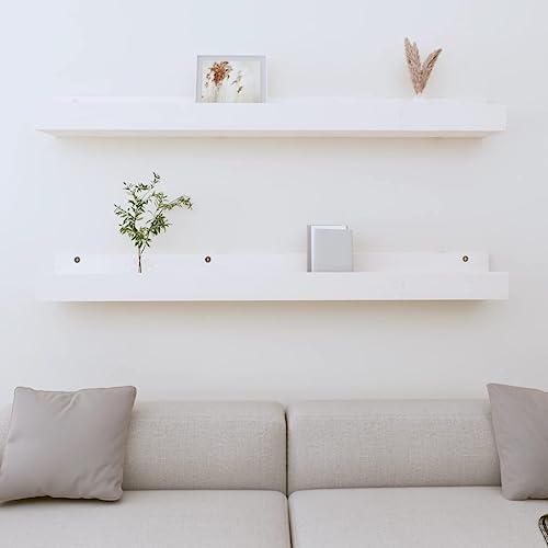 FENLAX Wandregal aus Holz Multifunktionale Schweberegale 2 STK. Lagerregal Ausstellungsregal Inneneinrichtung Schicke und Elegante Design Weiß 110x12x9 cm von FENLAX