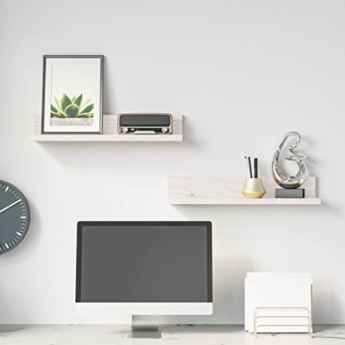 FENLAX Wandregal aus Holz Multifunktionale Schweberegale 2 STK. Lagerregal Ausstellungsregal Inneneinrichtung Schicke und Elegante Design Weiß 50x11x9 cm von FENLAX