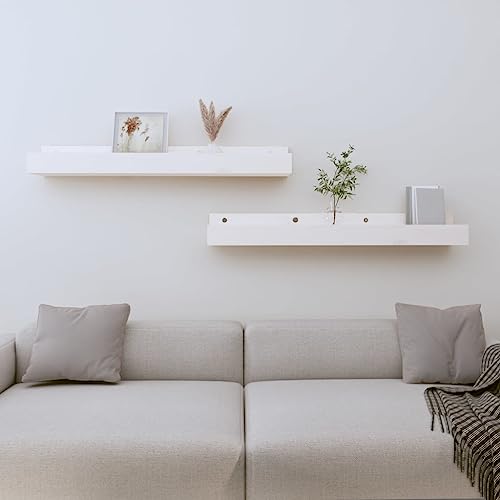 FENLAX Wandregal aus Holz Multifunktionale Schweberegale 2 STK. Lagerregal Ausstellungsregal Inneneinrichtung Schicke und Elegante Design Weiß 80x12x9 cm von FENLAX