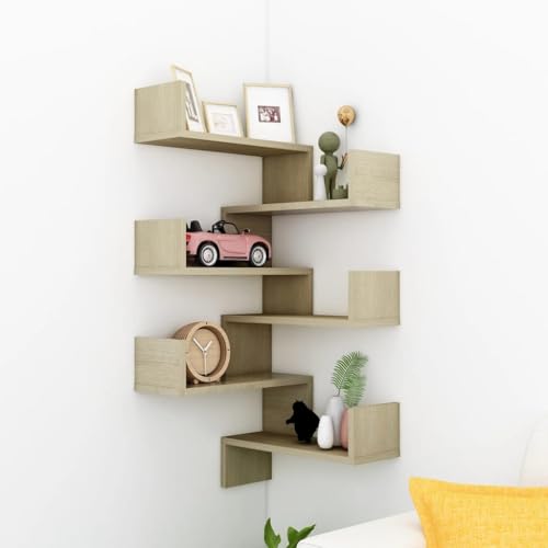 FENLAX Wandregal aus Holzwerkstoff Multifunktionale Aufbewahrungsregal 2 STK. Eckregal Inneneinrichtung Platzsparendes Design Sonoma-Eiche 40x40x50 cm FENLAX Wandregal aus Holzwerkstoff Multifunktionale Aufbewahrungsregal 2 STK. Eckregal Inneneinrichtung Platzsparendes Design Sonoma-Eiche 40x40x50 cm von FENLAX