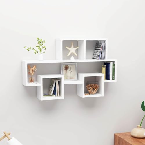 FENLAX Wandregal in Form Eines Autos Schweberegale Ausstellungsregal Inneneinrichtung Schicke und Elegante Design Weiß 82x15x51 cm von FENLAX