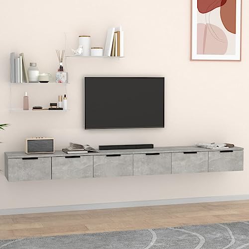 FENLAX Wandschränke aus Holz 2 STK. Multifunktionale Schweberegale Lagerregal Inneneinrichtung Schicke und Elegante Design Betongrau 102x30x20 cm von FENLAX