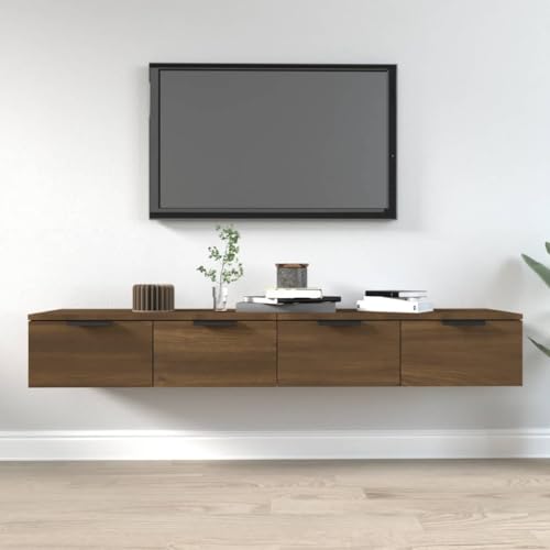 FENLAX Wandschränke aus Holz 2 STK. Multifunktionale Schweberegale Lagerregal Inneneinrichtung Schicke und Elegante Design Braun Eichen-Optik 68x30x20 cm von FENLAX