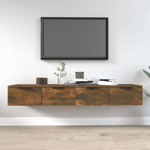 FENLAX Wandschränke aus Holz 2 STK. Multifunktionale Schweberegale Lagerregal Inneneinrichtung Schicke und Elegante Design Räuchereiche 68x30x20 cm von FENLAX