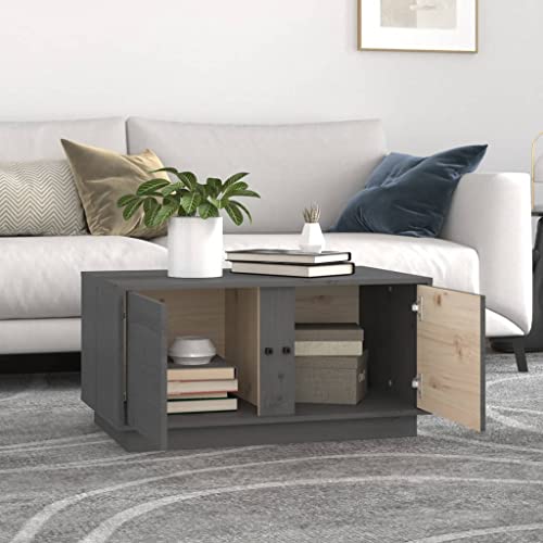 FENLAX Wohnzimmertisch aus Massives Kiefernholz 80x50x40 cm Grau Couchtisch Stubentisch Center Table Cauchsofa Tisch Modern Coffetable Wohnzimmer Tisch für Couch Beistelltisch von FENLAX