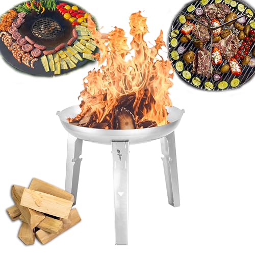 FENNEK Allround | die multifunktionale Feuerschale aus Edelstahl | optional mit Schwenkgrill oder Feuerplatte | umfangeiches Zubehör | Ø 65 cm | Made in Germany von FENNEK