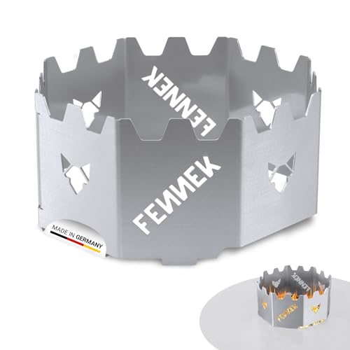 FENNEK BBQ Wok Aufsatz für Feuerplatten mit Loch Ø 20 cm | Halter für Woks, Dutchoven, Grillrost UVM. | gefertigt aus Edelstahl | 19,8 x 19,8 x 10,5 cm | Made in Germany von FENNEK