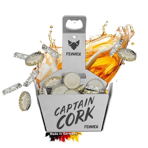 FENNEK Captain Cork | Flaschenöffner mit Korb | perfekt für jede Outdoor-Küche, Bar, Werkstatt und jeden Party-Keller | aus Edelstahl | Made in Germany von FENNEK