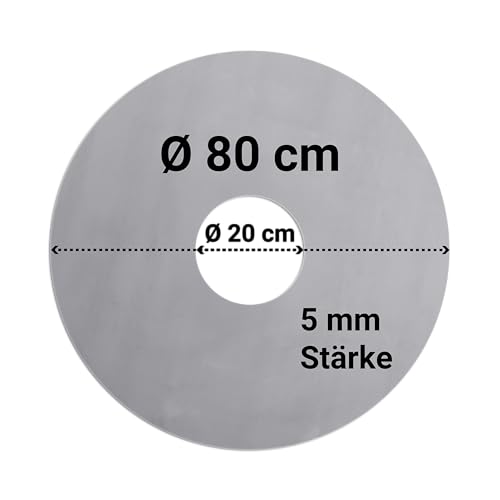 FENNEK Feuerplatte Ø 80 cm mit Ø 20 cm Loch | Grillring aus 5,0 mm Feinkornstahl | Für Feuertonne, Feuerschale, Fassgrill, Kugelgrill | Große Öffnung | Made in Germany von FENNEK