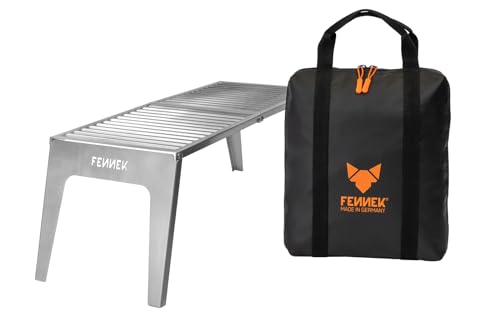 FENNEK Klapprost XL mit Tasche | Mobiler Grillrost zum Aufklappen | Extra stabile Ausführung mit großer Grillfläche von 56 x 24 cm | aus temperaturbeständigem Edelstahl | Made in Germany von FENNEK