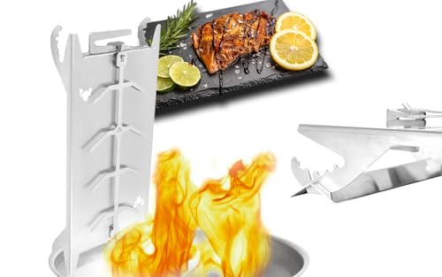 FENNEK Shorty | Kleiner Edelstahl Flammlachshalter für Feuerschalen & Grills | mit speziellem Spannmechanismus- Keine Schrauben nötig | 180° drehbar | Made in Germany von FENNEK