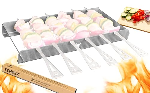FENNEK Universeller Grillspießhalter | individuell einstellbar | passend für die meisten Grillroste und Spieße | aus hitzebeständigem Edelstahl | Made in Germany von FENNEK