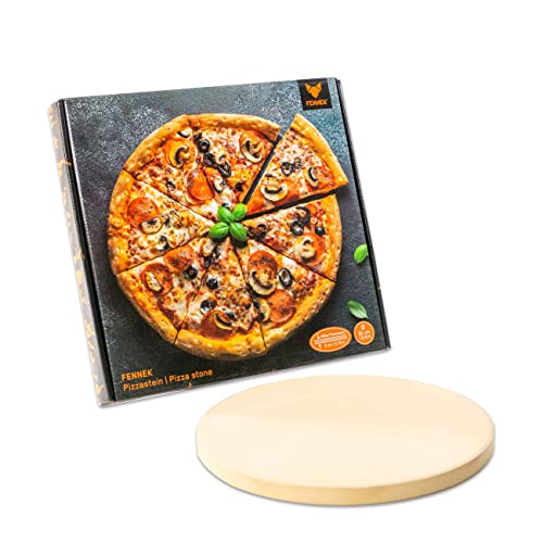 FENNEK XL Pizzastein | Ø320 mm | Dicke: 20 mm | für Backofen, Steinofen, Kohle-Grill, Gas-Grill etc.| aus hitzebeständigem Cordierit | für Pizza, Flammkuchen, Brot uvm von FENNEK