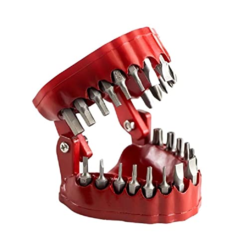 Verbesserter Zahnersatz-Bohrerhalter, Schraubendreher-Bit-Set, Zahnersatzhalter, hält bis zu 28 Bits, Zahnmodell-Design, Organizer, lustiger Zahnersatz, lustiger Zahnersatz, Geschenke, hält bis zu 28 von FENOHREFE