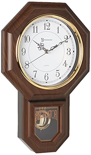 FENRIR Timekeeper Essex Westminster Chime Faux Wood Pendulum Wall Clock, 17.5" x 11.25", Walnut von FENRIR