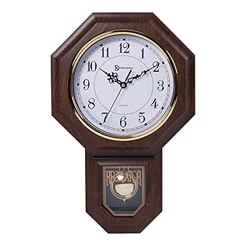 FENRIR Timekeeper Essex Westminster Chime Faux Wood Pendulum Wall Clock, 17.5" x 11.25", Walnut von FENRIR