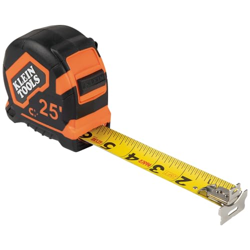 Klein Tools 9225 Tape Measure, Heavy-Duty Measuring Tape with 25-Foot Double-Hook Double-Sided Nylon Reinforced Blade, with Metal Belt Clip von Klein Tools