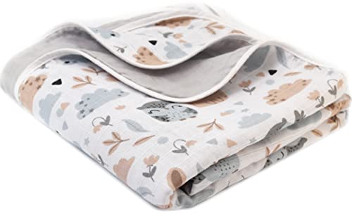 FENSILO Musselin Babydecke Baumwolle – zweilagige Swaddle 100x 145 cm, Baby Kuscheldecke oder Kinderwagendecke aus 100% Baumwollmusselin, weich und atmungsaktiv, Grau Decke von FENSILO