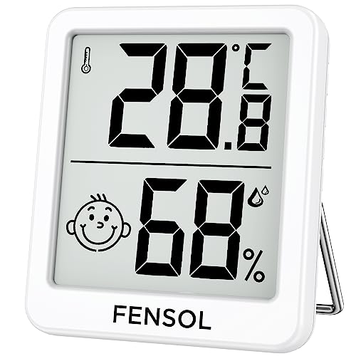 FENSOL Thermometer Hygrometer innen digitales Mini LCD Thermometer innen und luftfeuchtigkeitsmesser raumthermometer Innen mit Smiley-Indikator für Babyzimmer Wohnzimmer Büro Gewächshaus von FENSOL