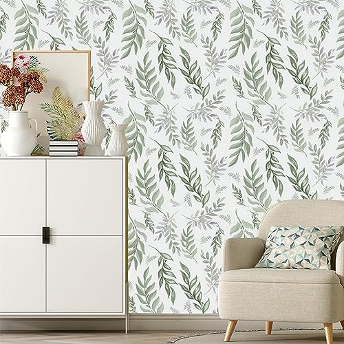 FENTIS Blumen Selbstklebende Tapete Grün und Grau Blätter-Muster Abziehen und Aufkleben Kontaktpapier Klebrige Rückseite Plastik Vinyl-Verpackung Wandaufkleber für Badezimmer Küche 44.5x500cm FENTIS Blumen Selbstklebende Tapete Grün und Grau Blätter-Muster Abziehen und Aufkleben Kontaktpapier Klebrige Rückseite Plastik Vinyl-Verpackung Wandaufkleber für Badezimmer Küche 44.5x500cm von FENTIS