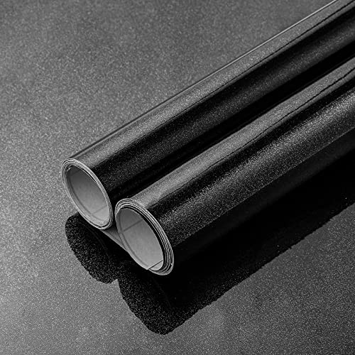 FENTIS Flash Schwarze Tapete Selbstklebend Entfernbar Abziehbar Wandpapier Kontaktpapierrolle für Wohnzimmer Schlafzimmer Küche Schrank Tür Regal DIY-Dekoration 40x500cm von FENTIS