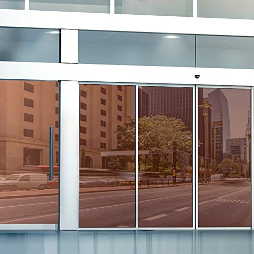 FENTIS One Way Silber Spiegel Glasfolie Reflektierende Fensterfolie Wärmekontrolle Anti-UV Fenster Braun Tönung Sonnenblock Fensteraufkleber Solarkontrolle Isolierung Spiegelrolle für Büro 44.5x200cm von FENTIS