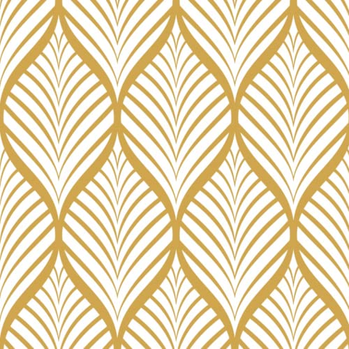 FENTIS Tapete mit Goldenen Streifen Tapete Abziehen und Aufkleben Selbstklebendes Kontaktpapier Kunststoff-Vinylfolie mit Klebriger Rückseite Moderner Aufkleber Abnehmbare Küchenrolle 44,5x500cm von FENTIS