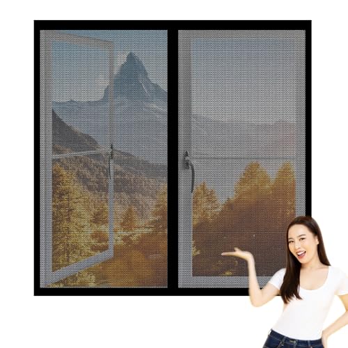 Fliegengitter Fenster Magnete 210 x 200 cm Insektenschutz Stärkere Magneten Automatische Abdichtung Ohne Bohren Automatische Schließung für Windows Wohnzimmer Fenstern, Schwarz von FENYIGE