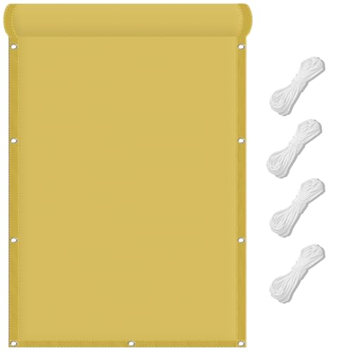 Gartenüberdachung 115 x 240 cm Wasserdicht Rechteckig Sonnensegel Quadrat Uv-Schutz-Polyestergewebe mit Seil Schattenspender für Patio Außenbereich Und Camping, Sandgelb von FENYIGE