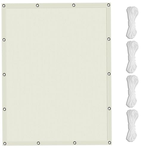 Gartenüberdachung 440 x 580 cm PES Windschutz Sonnensegel Quadrat Uv-Schutz-Polyestergewebe mit Seil Ideal für Schwimmbäder Partys Und Outdoor-Aktivitäten, Elfenbein Gartenüberdachung 440 x 580 cm PES Windschutz Sonnensegel Quadrat Uv-Schutz-Polyestergewebe mit Seil Ideal für Schwimmbäder Partys Und Outdoor-Aktivitäten, Elfenbein von FENYIGE