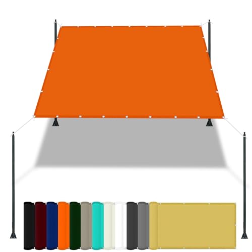 Markisenstoff 1.8 x 2.2 m PES Windschutz Balkon Sichtschutz Uv-Schutz-Polyestergewebe mit Seil Schattenspender für Patio Außenbereich Und Camping, Orange von FENYIGE