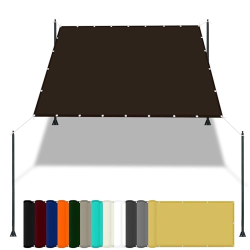 Markisenstoff 2.8 x 3.5 m Wasserdicht Quadratisch Sonnensegel Balkon Uv-Schutz-Polyestergewebe mit Seil Schattenspender für Patio Außenbereich Und Camping, Braun von FENYIGE