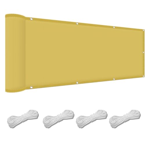 Markisenstoff 60 x 300 cm Wasserdicht Quadratisch Sonnensegel Balkon Uv-Schutz-Polyestergewebe mit Seil Sonnenschutz für Garten Terrasse Und Balkon, Creme Farben von FENYIGE