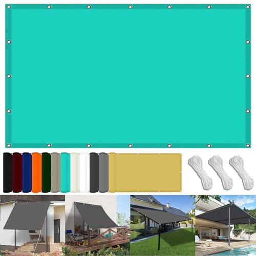 Rechteck Sonnensegel 80 x 450 cm PES Windschutz Sonnensegel Balkon Uv-Schutz-Polyestergewebe mit Seil Sonnenschutz für Garten Terrasse Und Balkon, Himmelblau von FENYIGE