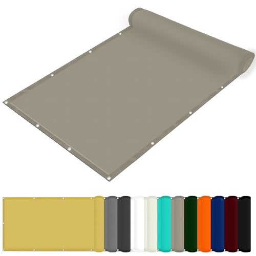 Rechteckiges Sonnensegel 240 x 400 cm Wasserdicht Quadratisch Sonnenschutz Strand Uv-Schutz-Polyestergewebe mit Seil Beschattungsnetz für Pool Schwimmbad Und Gewächshaus, Khaki von FENYIGE