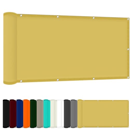 Rechteckiges Sonnensegel 50 x 450 cm Windschutz Rechteck Sonnensegel Balkon Uv-Schutz-Polyestergewebe mit Seil Sonnenschutz Markise für Balkon Terrasse Und Garten, Creme Farben von FENYIGE