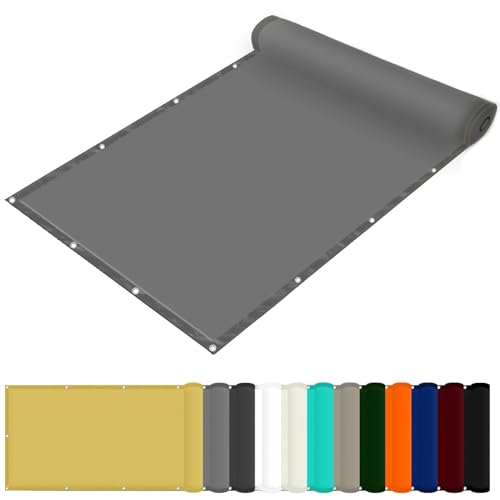 Sonnenschutznetz 230 x 230 cm Wasserdicht Rechteckig Balkon Sichtschutz Uv-Schutz-Polyestergewebe mit Seil Beschattungsnetz für Pool Schwimmbad Und Gewächshaus, Hellgrau Sonnenschutznetz 230 x 230 cm Wasserdicht Rechteckig Balkon Sichtschutz Uv-Schutz-Polyestergewebe mit Seil Beschattungsnetz für Pool Schwimmbad Und Gewächshaus, Hellgrau von FENYIGE