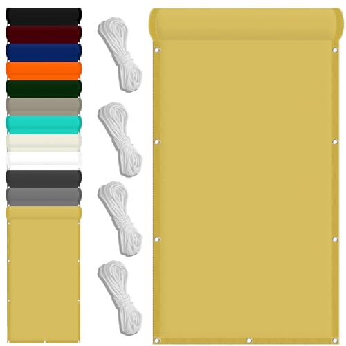 Sonnensegel 30 x 450 cm Wasserdicht Quadratisch Sonnenschutz Strand Uv-Schutz-Polyestergewebe mit Seil Sonnenschutz für Garten Terrasse Und Balkon, Creme Farben von FENYIGE