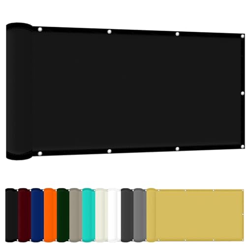 Sonnensegel 80 x 400 cm Windschutz Rechteck Sonnenschirm Balkon Uv-Schutz-Polyestergewebe mit Seil Sonnenschutz Markise für Balkon Terrasse Und Garten, Schwarz Sonnensegel 80 x 400 cm Windschutz Rechteck Sonnenschirm Balkon Uv-Schutz-Polyestergewebe mit Seil Sonnenschutz Markise für Balkon Terrasse Und Garten, Schwarz von FENYIGE