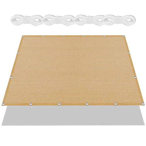 Sonnensegel Atmungsaktiv 540 x 670 cm Rechteckig Atmungsaktiv 98% UV Schutz Outdoor Schattiernetz mit Ösen mit Ösen Und Befestigungsseile für Balkon Garten, Sandgelb Sonnensegel Atmungsaktiv 540 x 670 cm Rechteckig Atmungsaktiv 98% UV Schutz Outdoor Schattiernetz mit Ösen mit Ösen Und Befestigungsseile für Balkon Garten, Sandgelb von FENYIGE