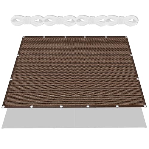 Sonnensegel Atmungsaktiv 560 x 640 cm Rechteckig Atmungsaktiv 98% UV Schutz Outdoor Schattiernetz mit Ösen mit Ösen Und Befestigungsseile für Balkon Garten, braun von FENYIGE